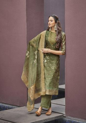 Looking This Designer Suits In Lovely Color.?Its Pretty Designer Wevon With Digital Printed And Hand Work Top Is Chanderi Based Paired Bottom Viscose With Chanderi Fabricated Dupatta Which Gives An Attractive To The Dress.