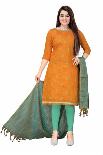 Looking This Suits In Lovely Color.?Its Pretty Top Is Banarasi Cotton Based Paired Bottom Cotton With Banarasi Jacquard Fabricated Dupatta Are Embroidery Work And Wevon. Which Gives An Attractive To The Dress.