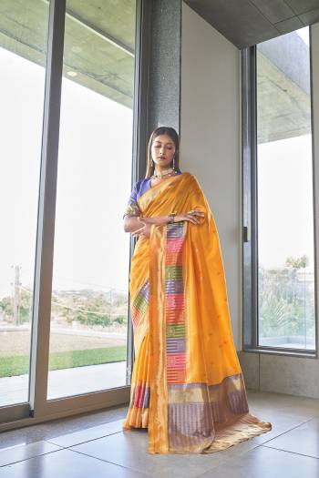 Garb This Traditional Saree Are Fine Saree Paired With Blouse.This Saree And Blouse Are Art Silk Based Fabric With Heavy Jacquard Designer Work. Buy This Pretty Saree Now.