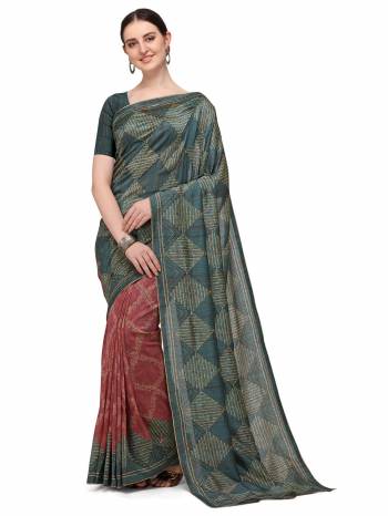 Garb This Fastival Saree Are Fine Saree Paired With Blouse.This Saree And Blouse Are Gadwal Silk Based Fabric With Designer Digital Printed With Khatli Outline Hand Work. Buy This Pretty Saree Now.