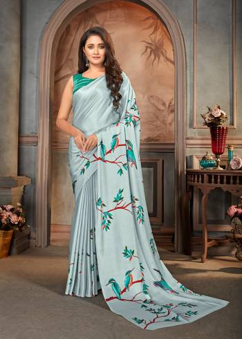 This Attrective Partywear Saree Are Fine Saree Paired With Blouse.This Saree And Blouse Are Satin Crepe Based Fabric With Designer Digital Printed. Buy This Pretty Saree Now.