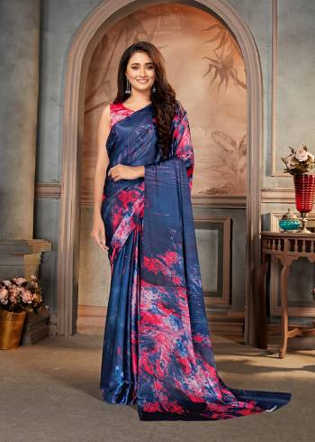 This Attrective Partywear Saree Are Fine Saree Paired With Blouse.This Saree And Blouse Are Satin Crepe Based Fabric With Designer Digital Printed. Buy This Pretty Saree Now.