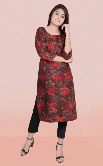 Attrective This Readymade Long Kurti In Fine Color Fabricated On Cotton Slub Beautified With Printed Designer. It Is Light In Weight And Easy To Carry All Day Long. 