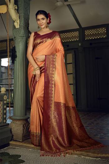 Attrective Looking This Traditional Saree Are Fine Saree Paired With Blouse.This Saree And Blouse Are Art Silk Based Fabric With Heavy Wevon Designer Work. Buy This Pretty Saree Now.