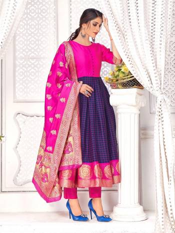 Stylist This Readymade Long Kurti With Dupatta In Fine Color Fabricated On Banarasi Silk With Dupatta Are Banarasi Silk Beautified With Wevon Designer. It Is Light In Weight And Easy To Carry All Day Long. 