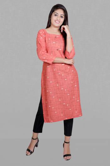 Garb This Readymade Long Kurti In Fine Color Fabricated On Cotton Beautified With Printed Designer. It Is Light In Weight And Easy To Carry All Day Long. 