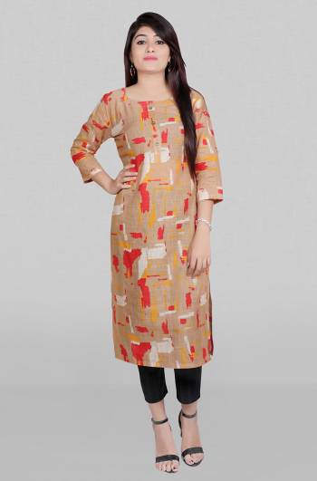 Garb This Readymade Long Kurti In Fine Color Fabricated On Cotton Beautified With Printed Designer. It Is Light In Weight And Easy To Carry All Day Long. 