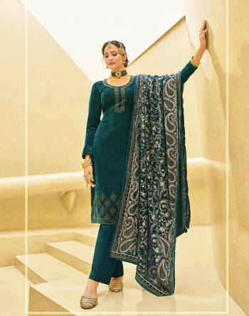 Fine Looking This Designer Long Length Suit In Lovely Color.Its Pretty Designer Embroidery And Hand Work Top Is Velvet Based Paired With Pashmina Bottom And Velvet With Fabricated Dupatta Which Gives An Attractive To The Suit.