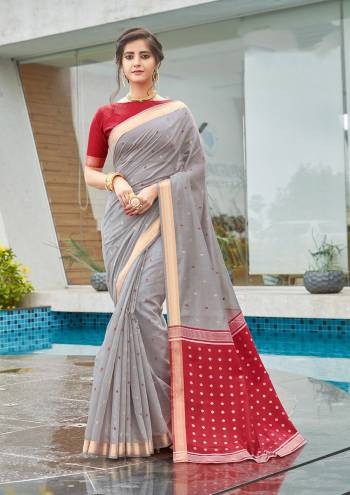 Looking This Designer Partywear Saree Are Fine Saree Paired With Blouse.This Saree And Blouse Are Cotton Based Fabric With Heavy Wevon Designer Work. Buy This Pretty Saree Now.