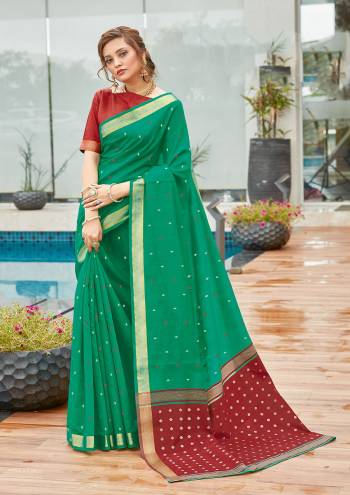 Looking This Designer Partywear Saree Are Fine Saree Paired With Blouse.This Saree And Blouse Are Cotton Based Fabric With Heavy Wevon Designer Work. Buy This Pretty Saree Now.