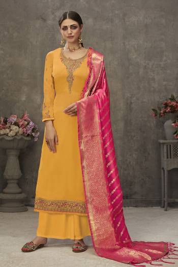 Stylist This Designer Long Length Suit In Lovely Light Color.Its Pretty Heavy Designer Embroidery With Hand Work Top Is Japan Satin Based Paired With Santoon Bottom And Banarasi Jacquard Wevon Fabricated Dupatta Which Gives An Attractive To The Suit.