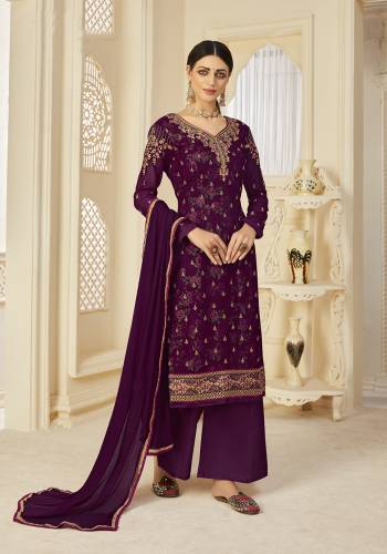 Garb This Long Length Suit Pretty Heavy Designer Embroidery With Hand Work With Inner Are Digital Printed Top Is Georgette Based Paired With Santoon Bottom And Nazneen Fabricated Dupatta Which Gives An Attractive To The Suit.