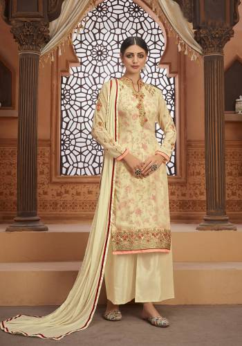 Garb This Long Length Suit Pretty Heavy Designer Embroidery With Hand Work With Inner Are Digital Printed Top Is Georgette Based Paired With Santoon Bottom And Nazneen Fabricated Dupatta Which Gives An Attractive To The Suit.