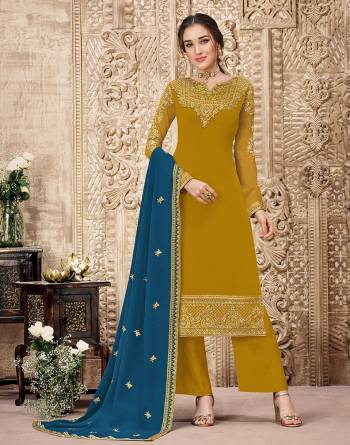 Attrective This Designer Long Length Suit In Lovely Color.Its Pretty Heavy Designer Embroidery Work Top Is Swiss Georgette Based Paired With Santoon Bottom And Kriva Georgette Fabricated Dupatta Which Gives An Attractive To The Suit.