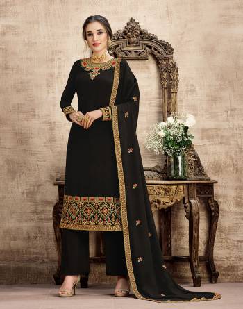 Attrective This Designer Long Length Suit In Lovely Color.Its Pretty Heavy Designer Embroidery Work Top Is Swiss Georgette Based Paired With Santoon Bottom And Swiss Georgette Fabricated Dupatta Which Gives An Attractive To The Suit.