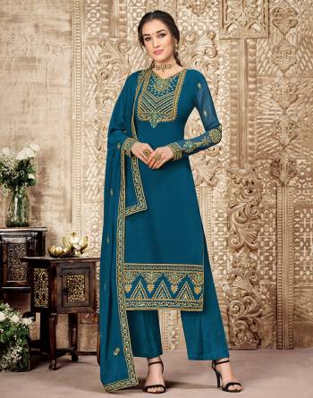 Attrective This Designer Long Length Suit In Lovely Color.Its Pretty Heavy Designer Embroidery Work Top Is Swiss Georgette Based Paired With Santoon Bottom And Kriva Georgette Fabricated Dupatta Which Gives An Attractive To The Suit.