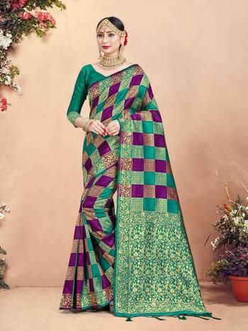 Garb This Pretty Angelic Look Wearing This Heavy Designer Wevon Work Saree In Fine Color Paired With Blouse. This Saree And Blouse Is Banarasi Silk Fabricated. Its Pretty Color Pallete Will Give An Attractive Look To Your Personality. 