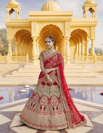 Attrective This Wedding Partywear Designer Lehenga Choli And Dupatta In Red Color Fabricated On Velvet Beautified Fabric With Heavy Designer Embroidery With Hand Work. Buy Now.