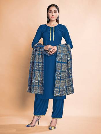 Looking This Readymade Long Dress In Fine Color Top And Bottom With Dupatta Are Rayon Fabricated Beautified With Designer Foil Printed. It Is Light In Weight And Easy To Carry All Day Long. 