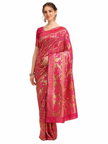 Looking This Partywear Saree Are Fine Saree Paired With Blouse.This Saree And Blouse Are Banarasi Cotton Silk Based Fabric With Designer Weaving Work. Buy This Pretty Saree Now.