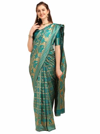 Looking This Partywear Saree Are Fine Saree Paired With Blouse.This Saree And Blouse Are Banarasi Cotton Silk Based Fabric With Designer Weaving Work. Buy This Pretty Saree Now.