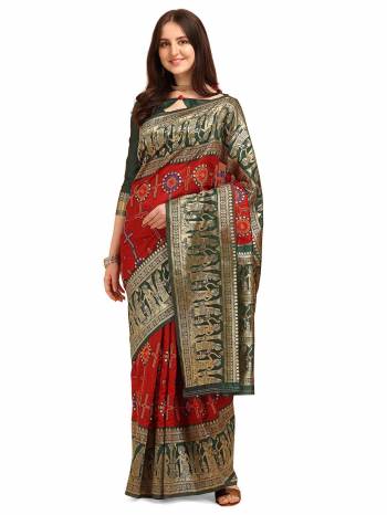 Attrective This Partywear Designer Saree Are Fine Saree Paired With Contrasted Blouse.This Saree And Blouse Are Banarasi Silk Based Fabric With Designer Weaving With Embroidery Work. Buy This Pretty Saree Now.