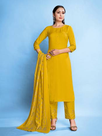 Garb This Readymade Long Dress In Fine Color Top And Bottom With Dupatta Are Rayon Fabricated Beautified With Designer Foil Printed. It Is Light In Weight And Easy To Carry All Day Long. 