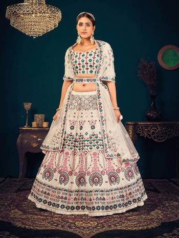 Looking This Wedding Partywear Heavy Designer Lahenga Choli In Georgette And Dupatta Net In Fabricated Beautified With Attrective Multy Thread,Sequance With Gota Patti  Embroidery Work With Belt.Buy Now. 