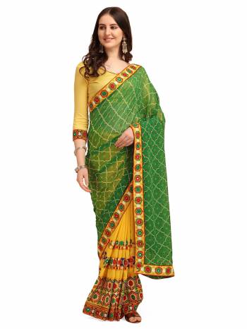 Looking This Partywear Half Half Saree Are Fine Saree Paired With Blouse.This Saree And Blouse Are Vichitra & Georgette Based Fabric With Designer Printed And Embroidery Work. Buy This Pretty Saree Now.