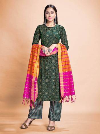 Garb This Readymade Long Dress In Fine Color Top And Bottom With Dupatta Are Rayon Fabricated Beautified With Designer Foil Printed. It Is Light In Weight And Easy To Carry All Day Long. 