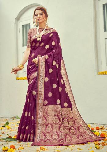 Garb This Designer Partywear Saree Are Fine Saree Paired With Blouse.This Saree And Blouse Are Cotton Based Fabric With Wevon Designer Work. Buy This Pretty Saree Now.