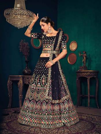 Attrective This Wedding Partywear Heavy Designer Lahenga Choli In Georgette And Dupatta Net In Fabricated Beautified With Attrective Multy Thread, Gota Patti  Embroidery Work With Belt.Buy Now. 