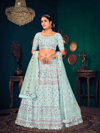 Attrective This Wedding Partywear Heavy Designer Lahenga Choli In Georgette And Dupatta Net In Fabricated Beautified With Attrective Multy Thread, Gota Patti Embroidery With Diamond Work.Buy Now. 