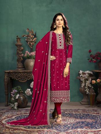 Fine Looking This Designer Long Length Suit In Lovely Color.Its Pretty Designer Embroidery Work Top Is Silk Based Paired With Santoon Bottom And Silk Fabricated Dupatta Which Gives An Attractive To The Suit.