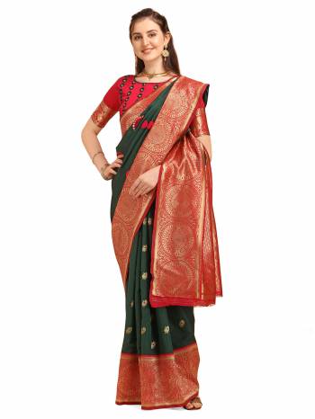 Looking This Partywear Saree Are Fine Saree Paired With Blouse.This Saree And Blouse Are Banarasi Silk Based Fabric With Designer Wevon And Embroidery Work. Buy This Pretty Saree Now.