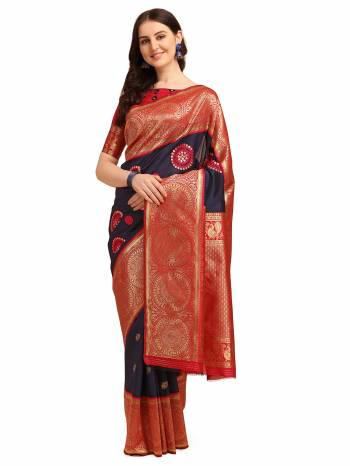 Looking This Partywear Saree Are Fine Saree Paired With Blouse.This Saree And Blouse Are Banarasi Silk Based Fabric With Designer Wevon And Embroidery Work. Buy This Pretty Saree Now.