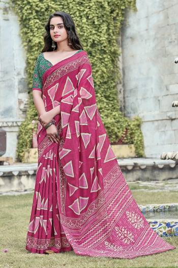 Attrective This Designer Saree Are Fine Saree Paired With Blouse.This Saree And Blouse Are Cotton Based Fabric With Looking Designer Printed. Buy This Pretty Saree Now.