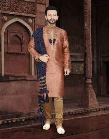 Attrective This Partywear Men's Wear Kurta Pajama Set.This Set Are Kurta Is Jacquard And Pajama Are Cotton Fabriced With Wevon Designer With Embroidery Work.Buy Now.