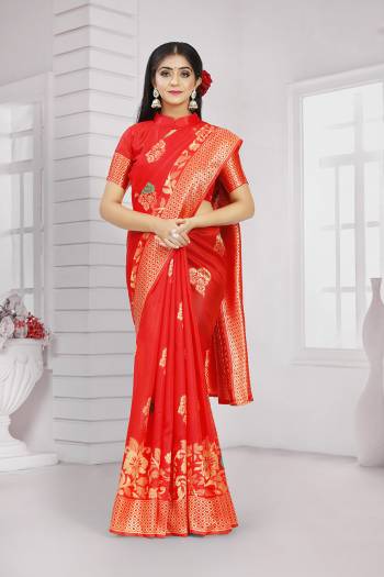 Stylist This Traditional Partywear Saree Are Fine Saree Paired With Blouse.This Saree And Blouse Are Poly Silk Based Fabric With Heavy Jacquard Designer Work. Buy This Pretty Saree Now.