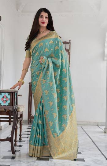 Garb This Stylist Partywear Saree Are Fine Saree Paired With Blouse.This Saree And Blouse Are Silk Fabric With Heavy Designer Weaving Work. Buy This Pretty Saree Now.