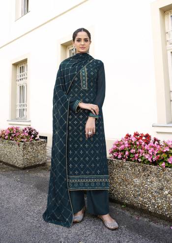 Stylist This Designer Long Length Suit In Lovely Light Color.Its Pretty Designer Embroidery Work Top Is Georgette Based Paired With Dull Sentoon Bottom And Georgette Fabricated Dupatta Which Gives An Attractive To The Suit.