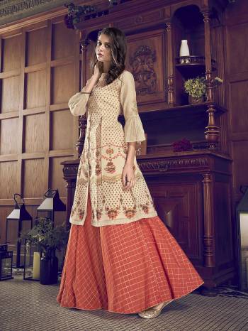 Attrective This Designer Long Length Suit In Lovely Color.Its Pretty Heavy Designer Embroidery Work Top Is Art Silk Based Paired With Checks Bottom And Cotton Fabricated Dupatta Which Gives An Attractive To The Suit.