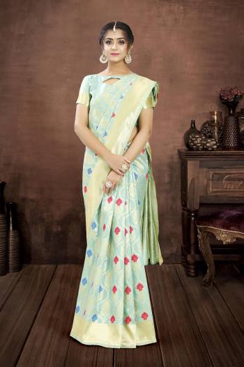 Looking This Traditional Saree Are Fine Saree Paired With Blouse.This Saree And Blouse Are Poly Silk Based Fabric With Heavy Jacquard Designer Work. Buy This Pretty Saree Now.