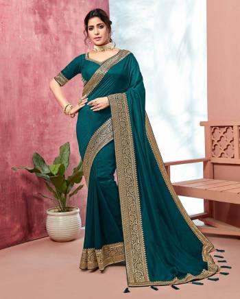  This Designer Partywear Saree Are Fine Saree Paired With Blouse.This Saree Are Vichitra Silk And Blouse Dupion Based Fabric With Heavy Designer Embroidery And Lace Wevon Work. Buy This Pretty Saree Now.