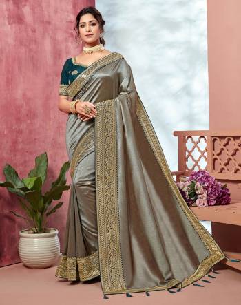  This Designer Partywear Saree Are Fine Saree Paired With Blouse.This Saree Are Vichitra Silk And Blouse Dupion Based Fabric With Heavy Designer Embroidery And Lace Wevon Work. Buy This Pretty Saree Now.