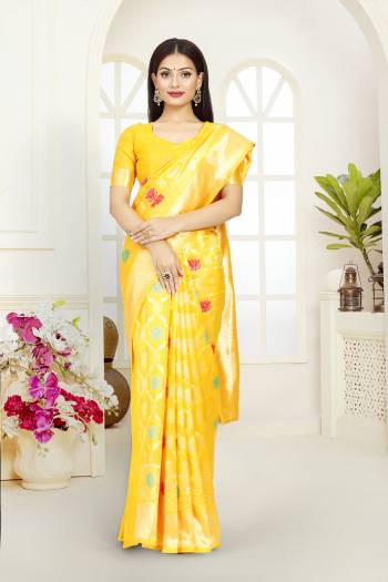 Attrective This Banarasi Saree Are Fine Saree Paired With Blouse.This Saree And Blouse Are Poly Silk Based Fabric With Wevon Jacquard Designer Work. Buy This Pretty Saree Now.