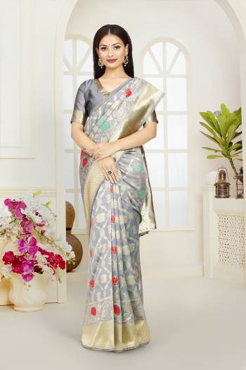 Attrective This Banarasi Saree Are Fine Saree Paired With Blouse.This Saree And Blouse Are Poly Silk Based Fabric With Wevon Jacquard Designer Work. Buy This Pretty Saree Now.