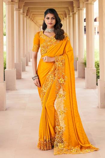 Attrective This Designer Partywear Saree Are Fine Saree Paired With Blouse.This Saree Are Satin Silk And Blouse Rose Silk Based Fabric With Heavy Designer Embroidery Work. Buy This Pretty Saree Now.