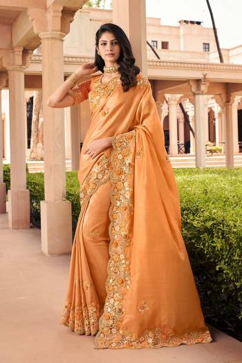 Attrective This Designer Partywear Saree Are Fine Saree Paired With Blouse.This Saree Are Satin Silk And Blouse Rose Silk Based Fabric With Heavy Designer Embroidery Work. Buy This Pretty Saree Now.