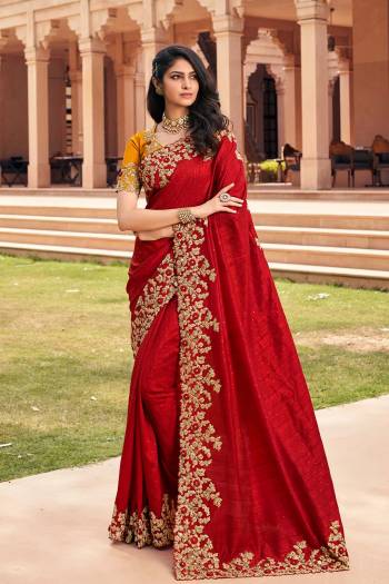 Attrective This Designer Partywear Saree Are Fine Saree Paired With Blouse.This Saree Are Art Silk And Blouse Rose Silk Based Fabric With Heavy Designer Embroidery Work. Buy This Pretty Saree Now.